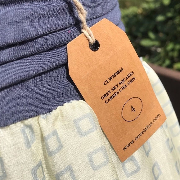 Covet Boho Light Yellow Square Tile Silk Maxi - Picture 3 of 7